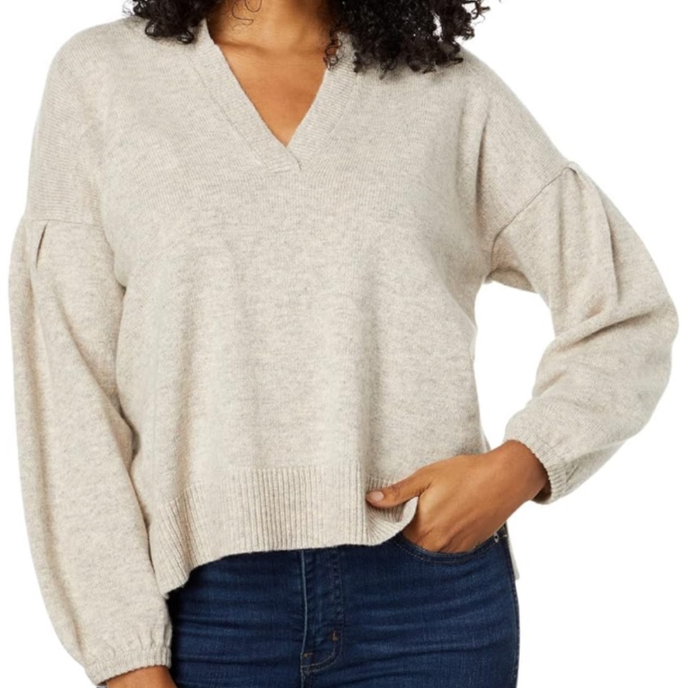 Madewell Wiltshire women's oatmeal cream sweater xs fuzzy bishop sleeves